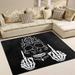 Bestwell Floral Skull Non Slip Area Rug for Living Dinning Room Bedroom Kitchen 2 x 3 (24 x 36 Inches / 60 x 90 cm) Black and White Nursery Rug Floor Carpet Yoga Mat