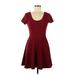 Planet Gold Casual Dress - A-Line: Burgundy Solid Dresses - New - Women's Size Medium