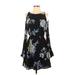 one the land Casual Dress Cold Shoulder Long sleeves: Black Baroque Print Dresses - New - Women's Size Small