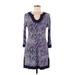 Zen Knits Casual Dress: Purple Paisley Dresses - Women's Size Medium