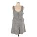 Zara Casual Dress - Mini Square Sleeveless: Gray Houndstooth Dresses - Women's Size Large