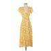 Forever 21 Casual Dress - Midi: Yellow Floral Motif Dresses - Women's Size Small