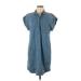 J.Crew Casual Dress - Shirtdress Collared Short sleeves: Blue Dresses - Women's Size Medium