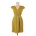 Cremieux Casual Dress - Sheath V Neck Short sleeves: Yellow Dresses - Women's Size 6