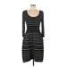 Knitted & Knotted Casual Dress: Black Stripes Dresses - Women's Size Large