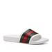 Gucci Shoes | Gucci Men’s Gg Signature Web Monogram Logo Stripe Slides Sandals Nwb | Color: White | Size: 8