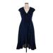 Shein Casual Dress - High/Low Tie Neck Sleeveless: Blue Dresses - Women's Size X-Large