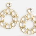 J. Crew Jewelry | J. Crew Faceted Clear Crystal Sparkling Door Knocker Gold Tone Hoop Earrings New | Color: Gold | Size: Os