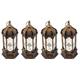 4 x Antique Brass Style Plastic & Mirrored Glass LED Lanterns (L22-21)