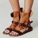 Free People Shoes | Free People Everything Went West Leather Gladiator Flat Brown Sandals Size 40 10 | Color: Brown/Tan | Size: 10