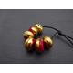 lampwork glass beads, red and gold leaf set, uk handmade