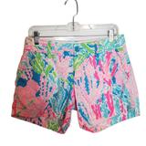 Lilly Pulitzer Shorts | Lilly Pulitzer 2 The Callahan Short Tropical Pink Blue Chino Flat Front | Color: Blue/Pink | Size: 2