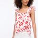 J. Crew Tops | J.Crew Smocked Ruffle-Shoulder Tank Top White Bright Cerise Size Medium | Color: Red/White | Size: M
