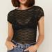 Free People Tops | Free People Intimately Women’s Keep It Simple Lace Short Sleeve Top - Nwt (M) | Color: Black | Size: M