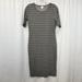 Lularoe Dresses | Lularoe Womens Short Sleeve Fitted Midi Dress Black/Gray Geometric Sz Xs New | Color: Black/Gray | Size: Xs