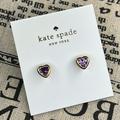 Kate Spade Jewelry | Kate Spade Gold Plated Purple Crystal Heart Stud Earrings | Color: Gold/Purple | Size: Os