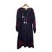 Anthropologie Dresses | Child Of The Universe Dress Long Sleeve Maxi Embroidered Navy Blue Red Size Xl | Color: Blue/Red | Size: Xl