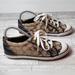 Coach Shoes | Coach Womens Size 8b Brown Monogram Signature Barrett Lace Up Logo Sneaker Shoes | Color: Brown/Cream | Size: 8