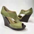 Anthropologie Shoes | Anthro Seychelles Olive Green Eye To Eye Wedges | Color: Brown/Green | Size: 10