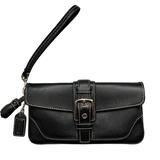 Coach Bags | Coach Black Leather Wristlet Bag | Color: Black/Silver | Size: Os