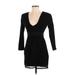 Alice + Olivia Casual Dress - Mini V Neck Long sleeves: Black Dresses - Women's Size 3