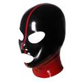 TTAO Latex Face Mask Headgear Open Eyes and Mouth Head Cover Hood Full Face Hooded for Halloween Party Night Club Black&Red Large