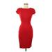 Closet Casual Dress - Bodycon Scoop Neck Short sleeves: Red Solid Dresses - Women's Size 6