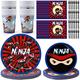 Ninja Birthday Party Supplies Favors - Kids Birthday Party Decorations Including Plates Paper Towel Fork Napkins for Boys Fans Party