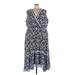 Lane Bryant Casual Dress: Blue Floral Motif Dresses - New - Women's Size 28 Plus