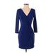 Lauren by Ralph Lauren Casual Dress - Wrap: Blue Solid Dresses - Women's Size 2