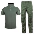 KINROCO Tactical Airsoft Combat Shirt And Trousers Men's Camouflage Military Outfit for Hunting Paintball(Size:XXL,Color:Green)