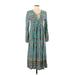 R. Vivimos Casual Dress: Teal Paisley Dresses - Women's Size Small