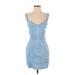 C'est Toi Casual Dress - Mini: Blue Dresses - Women's Size Small