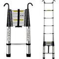 YDYUMN Aluminum Telescopic Ladder/Attic Access/RV Telescoping Ladder with Hooks, Aluminium Folding Telescopic Ladder 8 12.5 15 16 16.5 20 Ft, Extension Ladder for Home, Roof Top Tent & Outdoor (Siz