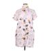 Rachel Zoe Casual Dress - Shirtdress: Pink Floral Motif Dresses - Women's Size X-Large