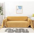 Waterproof Corduroy Sofa Throws Large 3 Seater Full-cover Sofa Cover 3 Seater Non-slip Corner Sofa Cover Sofa Protector Living Room Decoration Sofa Blanket (180X340cm,Yellow)