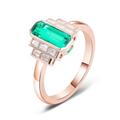 AMDXD 375 Yellow Gold Classic Lab Wedding Rings Made with Green Emerald Oval Shape Moissanite Friendship Rings 9ct Gold for Women Real Gold Jewelry, 9 Carat (375) Rose Gold, Lab Created Emerald
