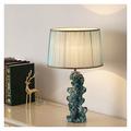 XXAezr Lamp Bedside Crystal Accent Table Lamp 21.7" High Colored Glass Pleated Colorful Fabric Shade for Bedroom Bedside Nightstand Table Lamps (Color : Blu)