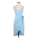 BCBGeneration Cocktail Dress - Sheath: Blue Solid Dresses - Women's Size 0