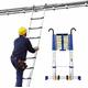 Extendable Aluminum Telescopic Ladder/5M 6.2M 7M 8M Telescopic Extension Ladders With Hooks & Wheels, Lightweight Aluminium Climb Telescoping Ladder, Compact Foldable Retractable Loft Ladder (Blue 5