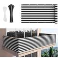 Balcony Privacy Screen Cover Fence Cover,UV Protection Weatherproof Shade Privacy Screen,Garden Courtyard Privacy Fence Screen,Windscreen Heavy Duty for Patio,Backyard,Black/White- 5x5m