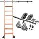 Sliding Door Track Barn Sliding Door Kit Hanging Rail Full Set Hardware + Extention Track (No Ladder), Round Tube Mobile Ladder Track for Home/Indoor/Loft/Library (Size : 6.6ft/200cm Track Kit)