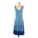 Athleta Casual Dress - A-Line: Blue Acid Wash Print Dresses - Women's Size Small