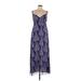 INC International Concepts Casual Dress - Maxi: Blue Damask Dresses - Women's Size 10