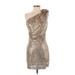 Mark + James by Badgley Mischka Cocktail Dress - Mini: Gold Dresses - Women's Size Small