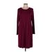 J.Jill Casual Dress - Sweater Dress: Burgundy Solid Dresses - Women's Size Medium