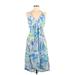 Gap Casual Dress - Popover Halter Sleeveless: Blue Tropical Dresses - Women's Size Medium Petite