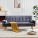 Mid-Century Linen Chesterfield Sofa Couch, Modern Loveseats Sofa, Upholstered Couch with 2 Bolster Pillows for Living Room