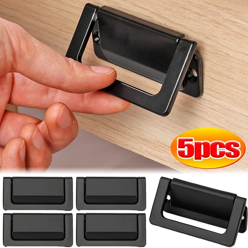 1/5PCS Schrank Griff Schwarz Versteckte Falten Zink-legierung Schublade Zieht Küche Schrank Kleiderschrank Platz Möbel Hardware zieht