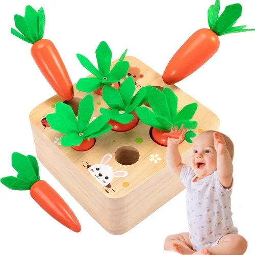 Montessori Spielzeug Karotten ernte Spiel Holzform passendes Puzzle 6 12 Monate Baby Pull Karotten